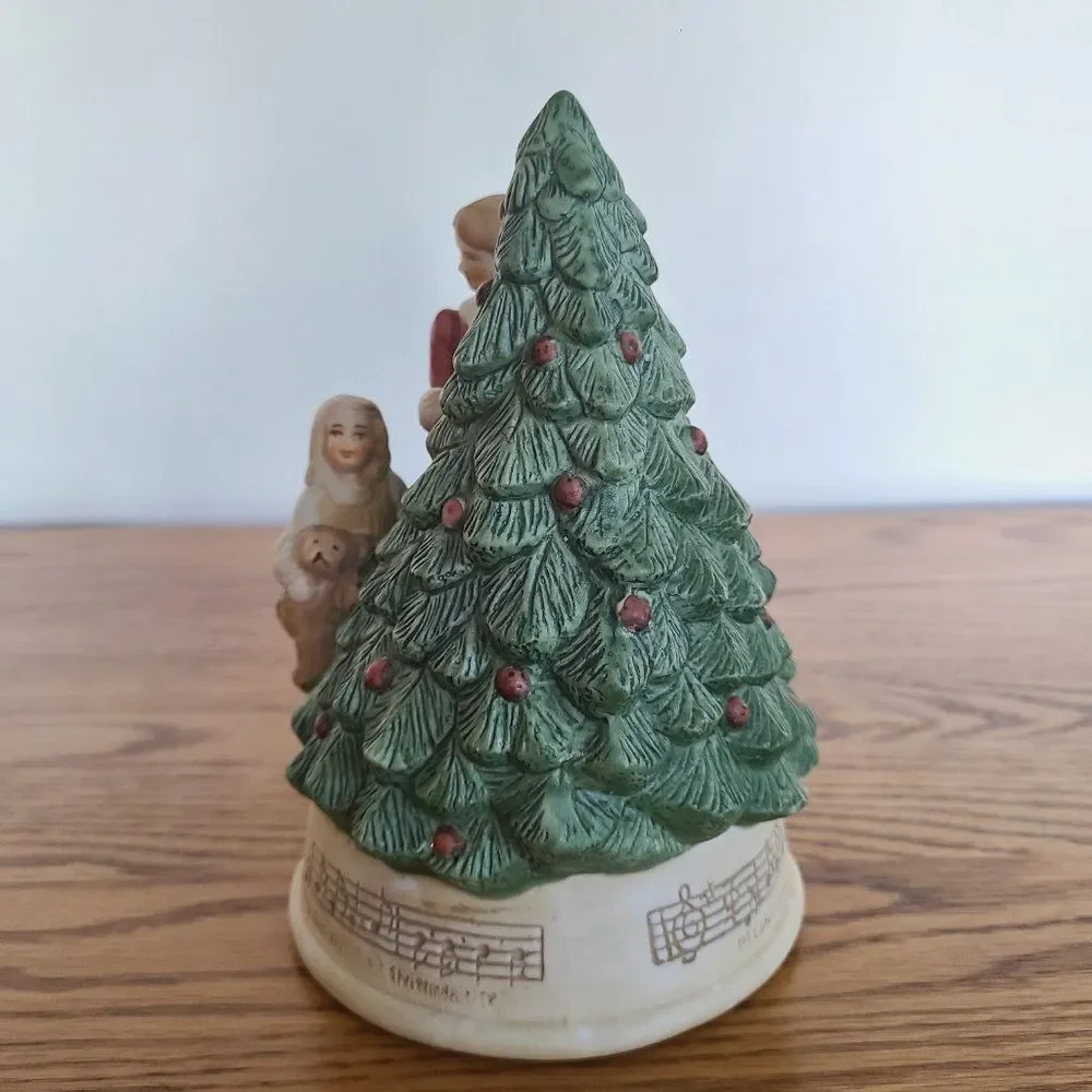 Claire Burke Holiday Music Box Oh Christmas Tree Mother & Child Decorating Tree